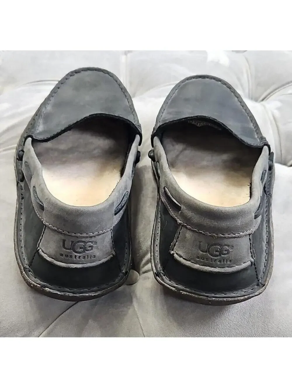 UGG Australia 1005715 Gray Suede Boat Shoes Loafers Mens Flats Slippers 10